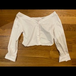 White Button Up Crop Top